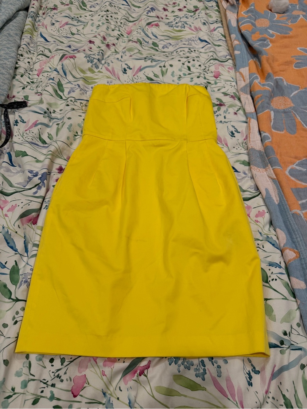 Express Strapless Yellow Sheath Dress